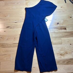 NWT Marina Navy One Shoulder Wide Leg Jumpsuit | Size 10